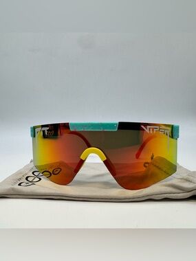 Pit Viper 2000 Playmate Sunglasses Neon Shield w/ Case Accessories